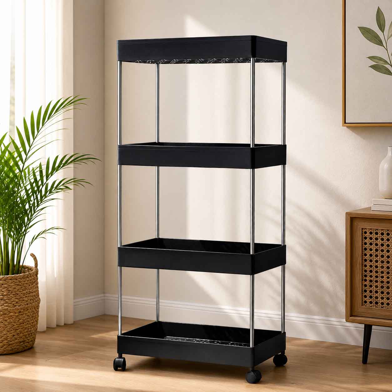 Wide Multi Purpose Trolly Rack-Black